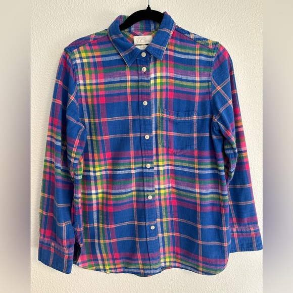 J. Crew Tops - J. Crew Classic Blue and Pink Plaid Button Down Shirt
